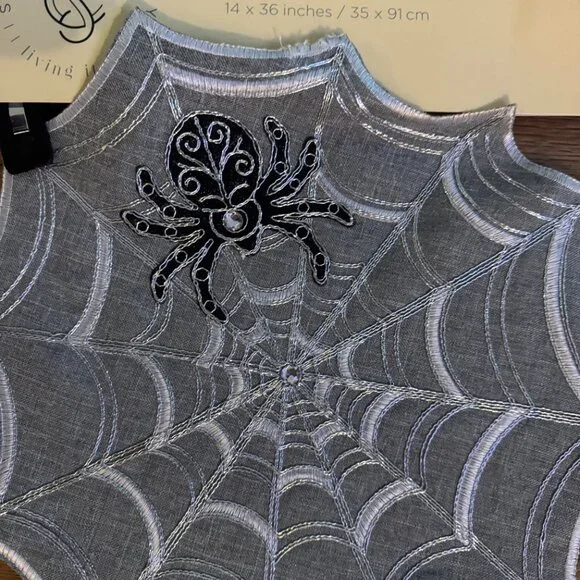 SECRET CELEBRITY SPIDER WEB TRIO TABLE RUNNER 14 X 36 INCHES - Picture 2 of 6